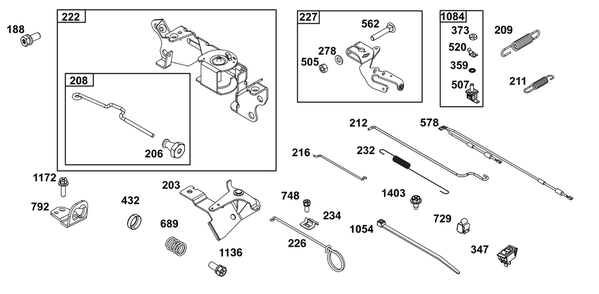 Controls Group Diagram and Parts List for 305442-0616-B5 200000 - 399999 Briggs and Stratton Engine